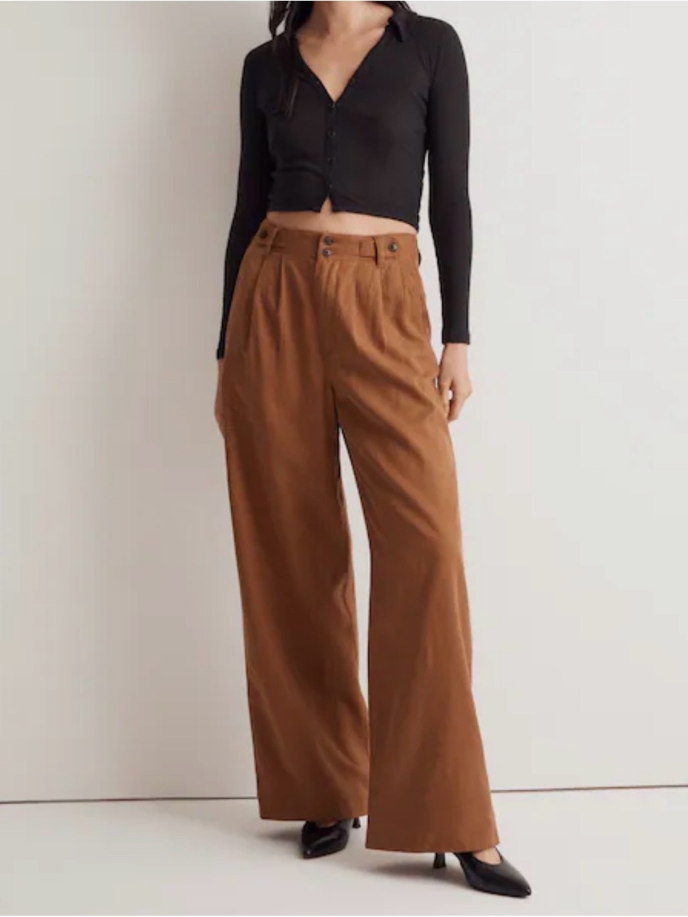 Madewell Harlow Wide-Leg Pants Brown High Rise Trouser Pant Size 8 NWOT